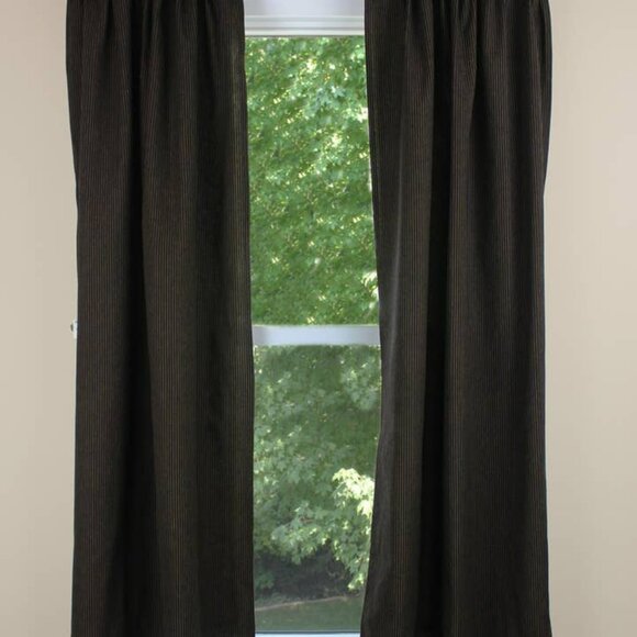 New Primitive Black Ticking Curtains - Picture 1 of 4
